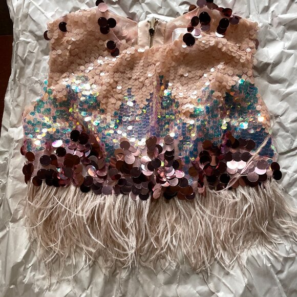 NWT BRAND NEW NEVER WORN BRONX & BANCO XL BLUSH FEATHER Farah Rose Sequins Set - Picture 5 of 14